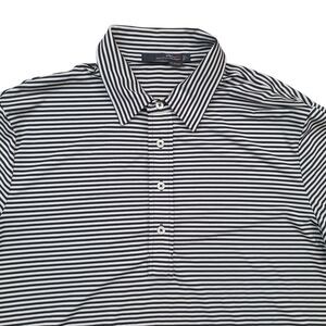 RLX Ralph Lauren Golf Polo Shirt Mens Large Striped Black White Performance
